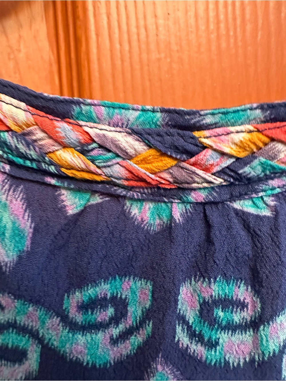John Mark Multicolor Embroidered Tunic in Orange , blue, purple - Picture 6 of 7
